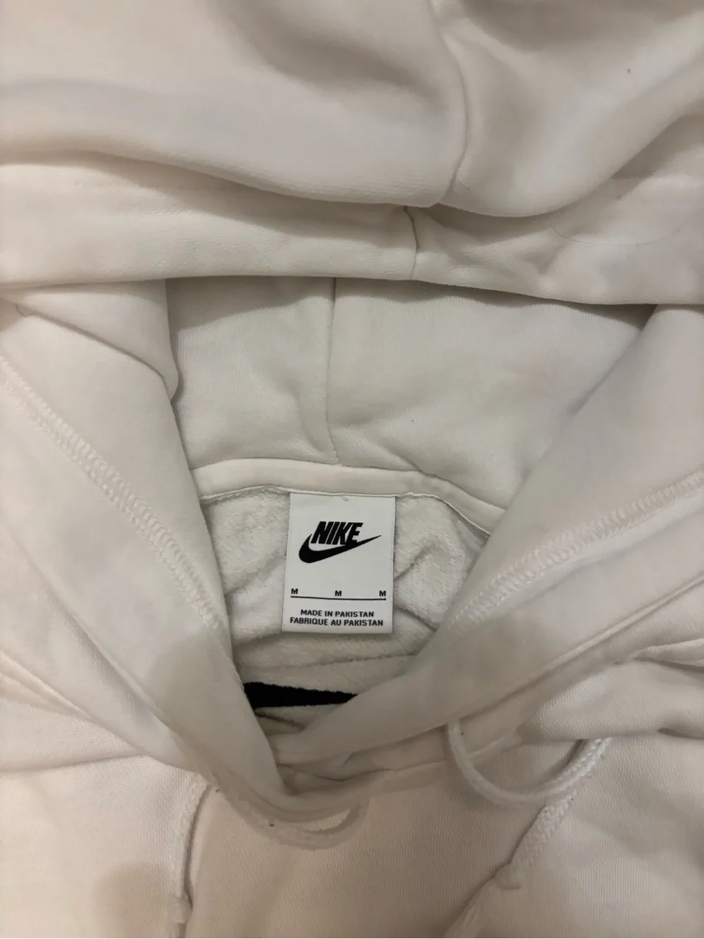 Nike White Men's Hooded Sweatshirt with Black Swoosh